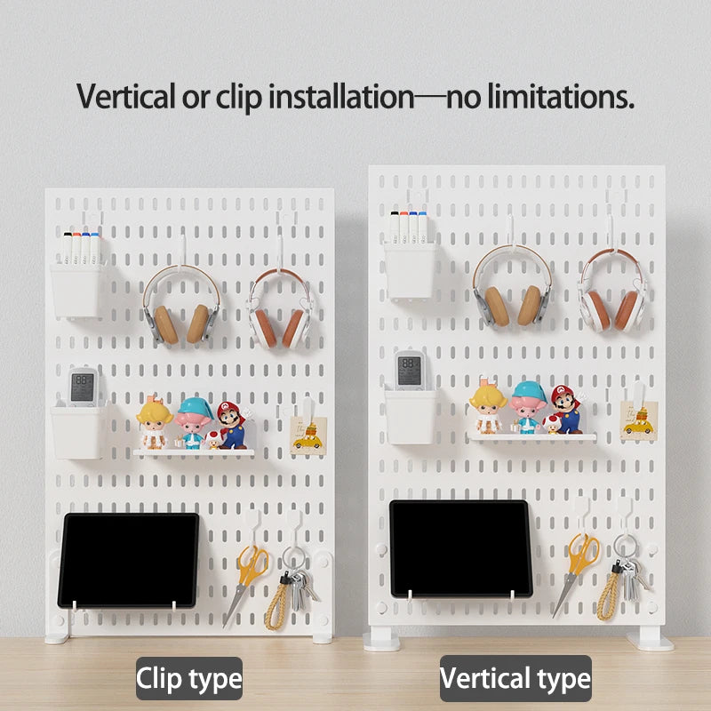 Panneau de Rangement Bureau Vertical Réglable — Rack Papeterie et Figurines Décoratives