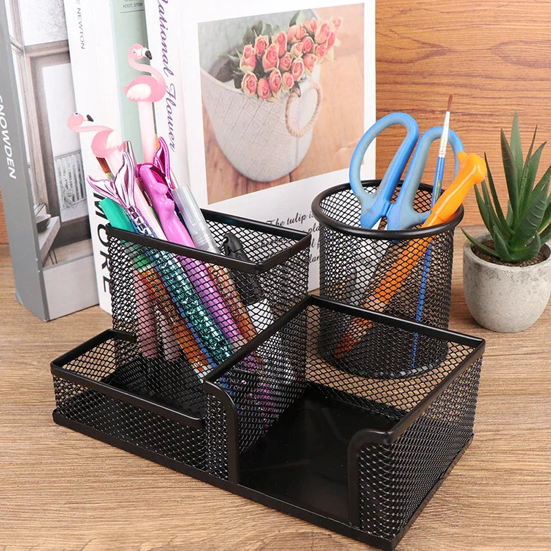 Organisateur de Papeterie en Métal Créatif — Porte-stylo et Rangement Fichiers Bureau