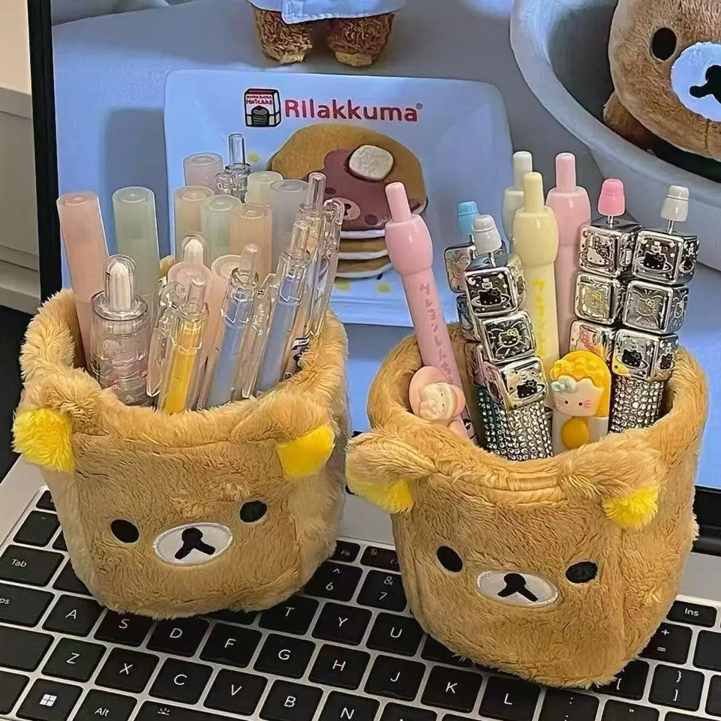 Porte-stylo Peluche Kawaii — Organisateur Bureau Mignon pour Enfants et Adultes