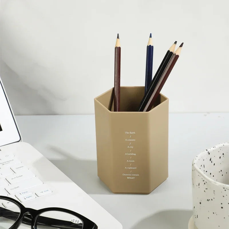 Porte-stylo Hexagonal de Bureau — Rangement Papeterie et Pinceaux Maquillage