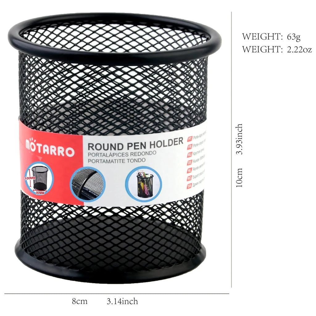 Porte-stylo en Métal Grille Carré — Pot à Crayons Solide pour Bureau