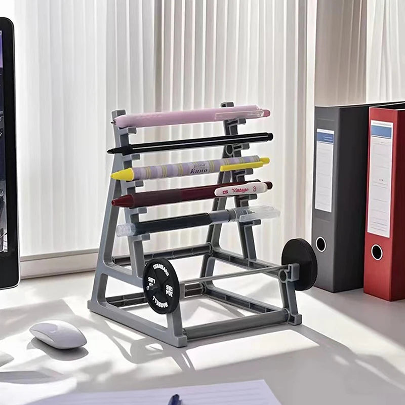 Porte-stylo Haltère Créatif — Mini Rack Bureau Amusant pour Hommes et Sportifs