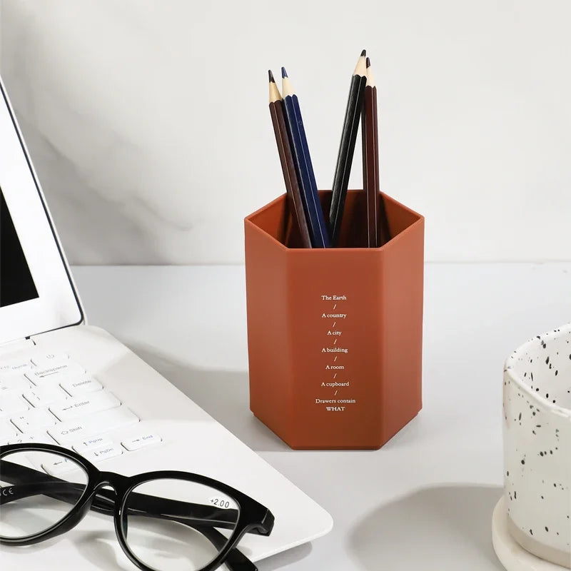 Porte-stylo Hexagonal de Bureau — Rangement Papeterie et Pinceaux Maquillage