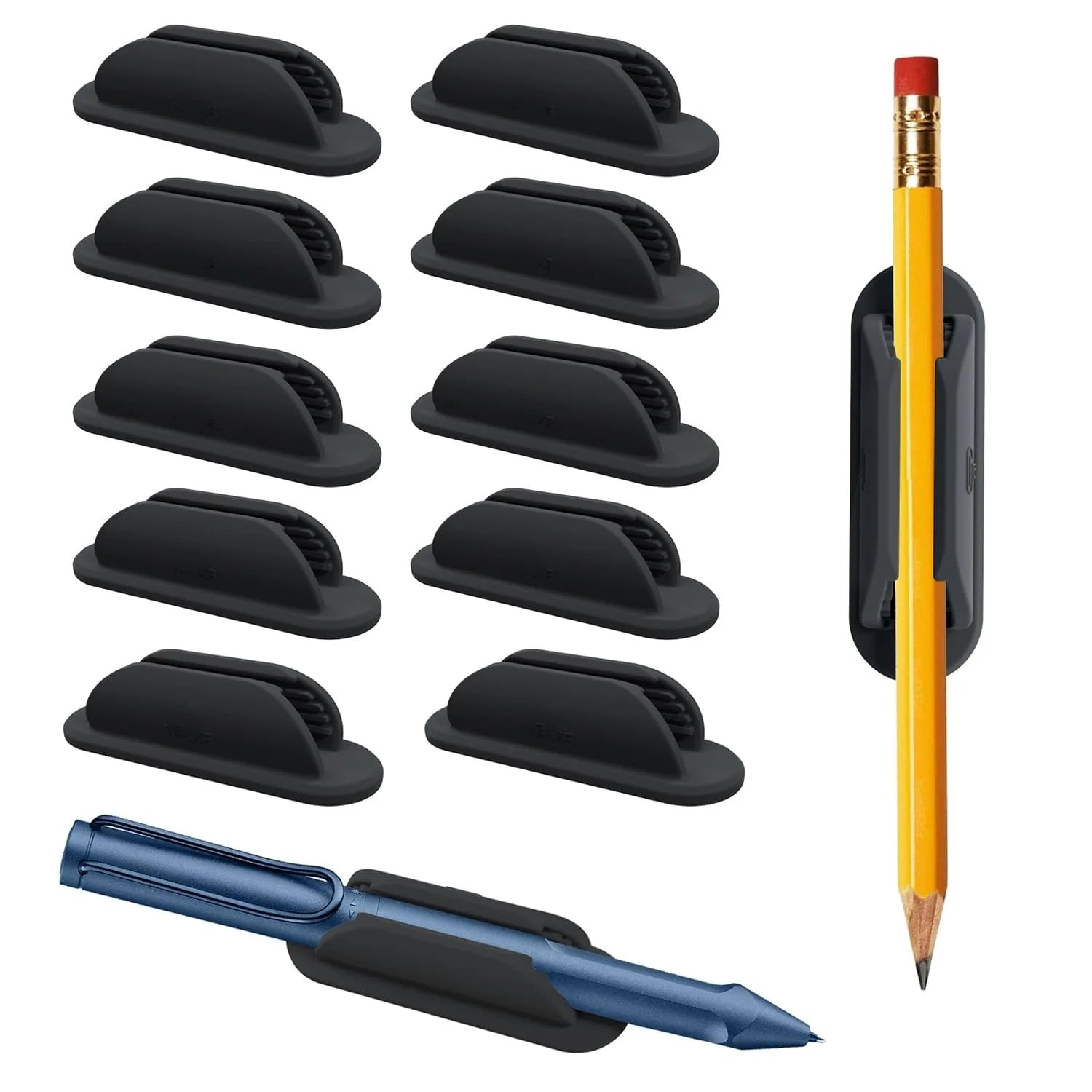 Porte-stylo Adhésif Anti-perte en Silicone — Organisateur Bureau, Enseignant et Étudiant