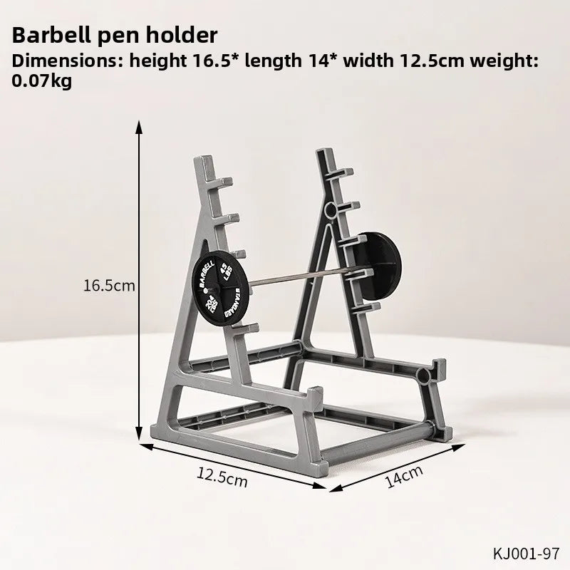 Porte-stylo Haltère Métal Créatif — Support Lunettes et Rangement Bureau Fitness