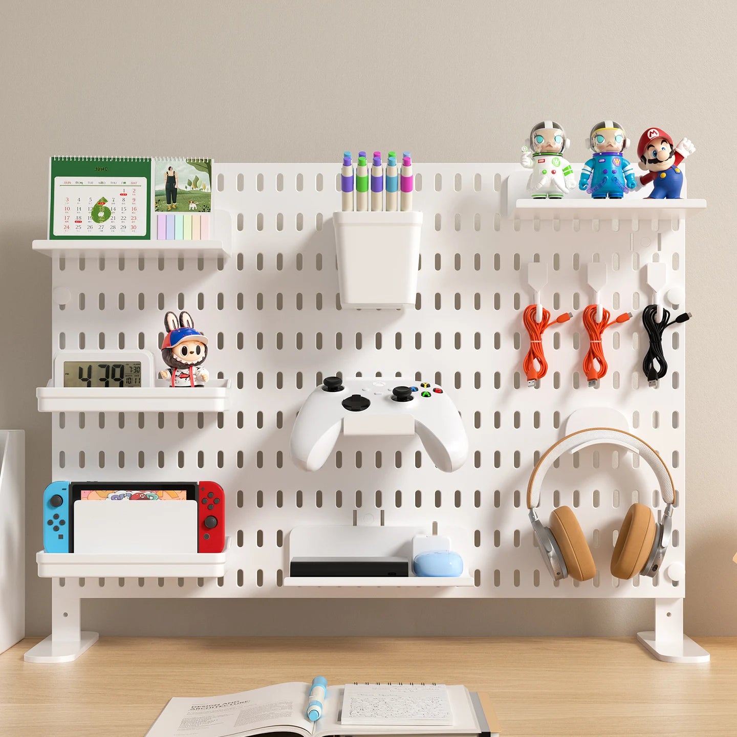 Panneau de Rangement Bureau Vertical Réglable — Rack Papeterie et Figurines Décoratives
