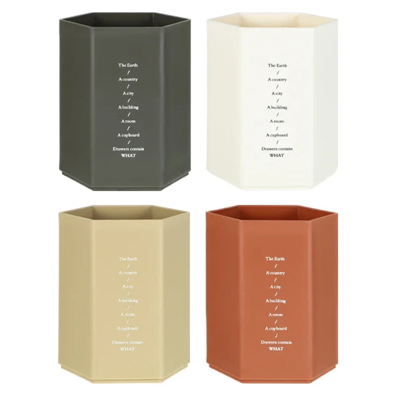 Porte-stylo Hexagonal de Bureau — Rangement Papeterie et Pinceaux Maquillage