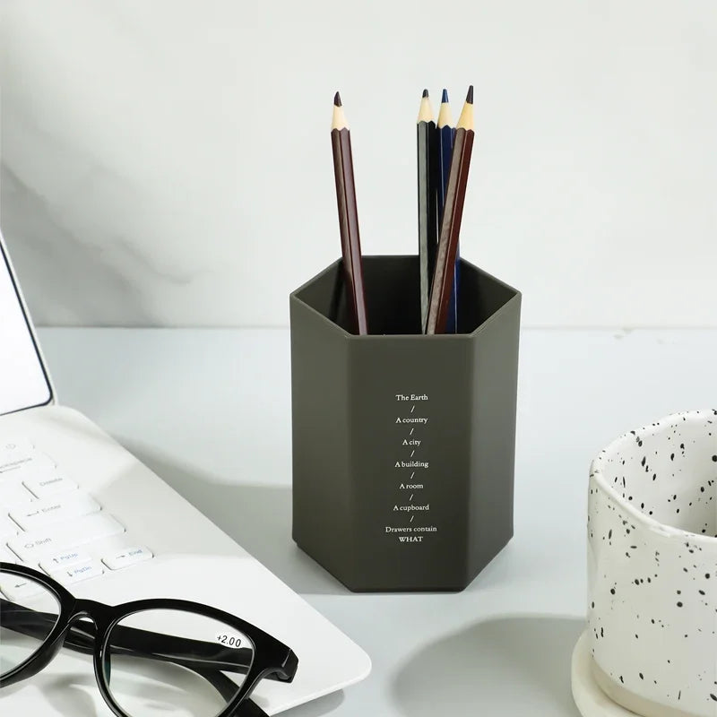Porte-stylo Hexagonal de Bureau — Rangement Papeterie et Pinceaux Maquillage