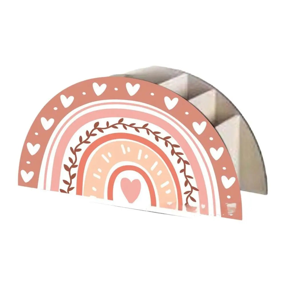 Porte-stylo Arc-en-ciel en Bois — 5 Fentes, Organisateur Pinceaux et Stylos Colorful