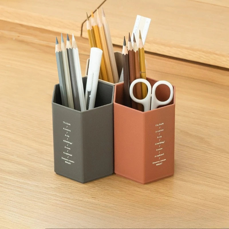 Porte-stylo Hexagonal de Bureau — Rangement Papeterie et Pinceaux Maquillage
