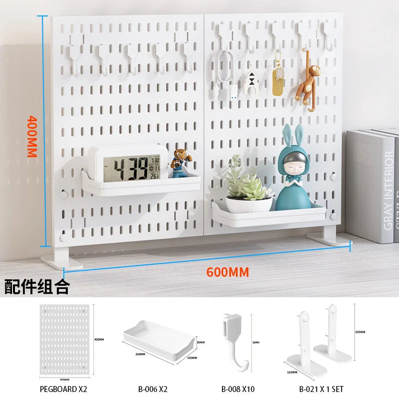 Panneau de Rangement Bureau Vertical Réglable — Rack Papeterie et Figurines Décoratives