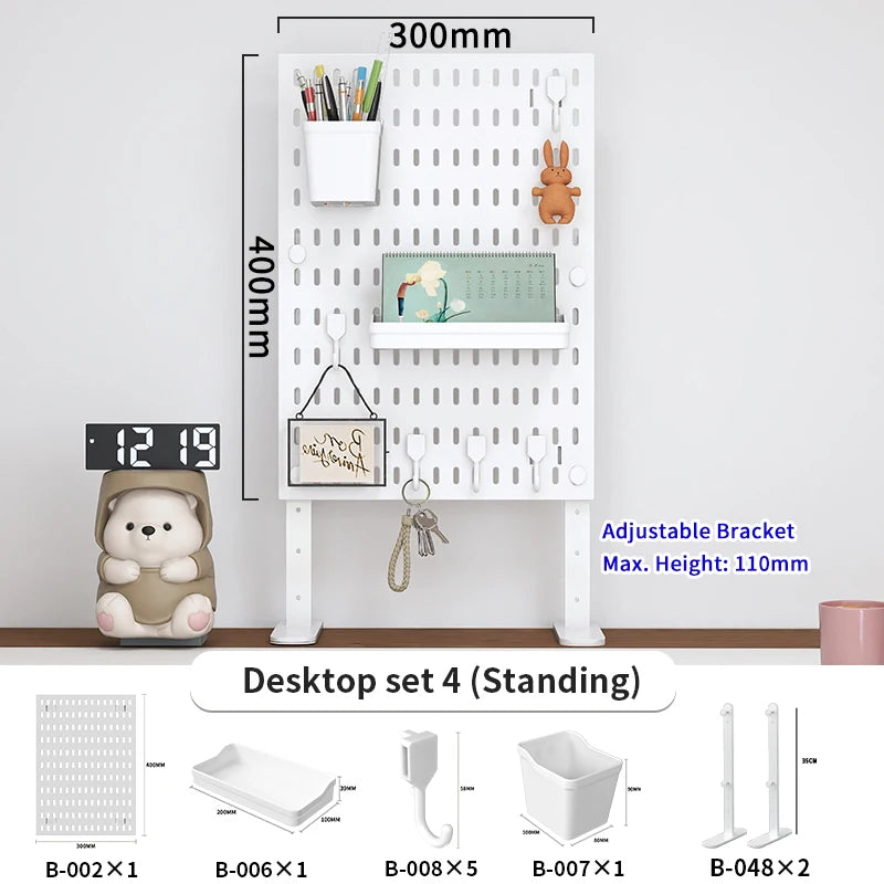 Panneau de Rangement Bureau Vertical Réglable — Rack Papeterie et Figurines Décoratives
