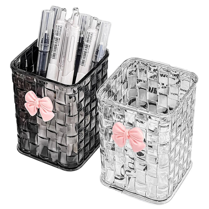 Porte-stylo et Rangement Bureau avec Décoration Nœud Papillon — Corbeille de Rangement