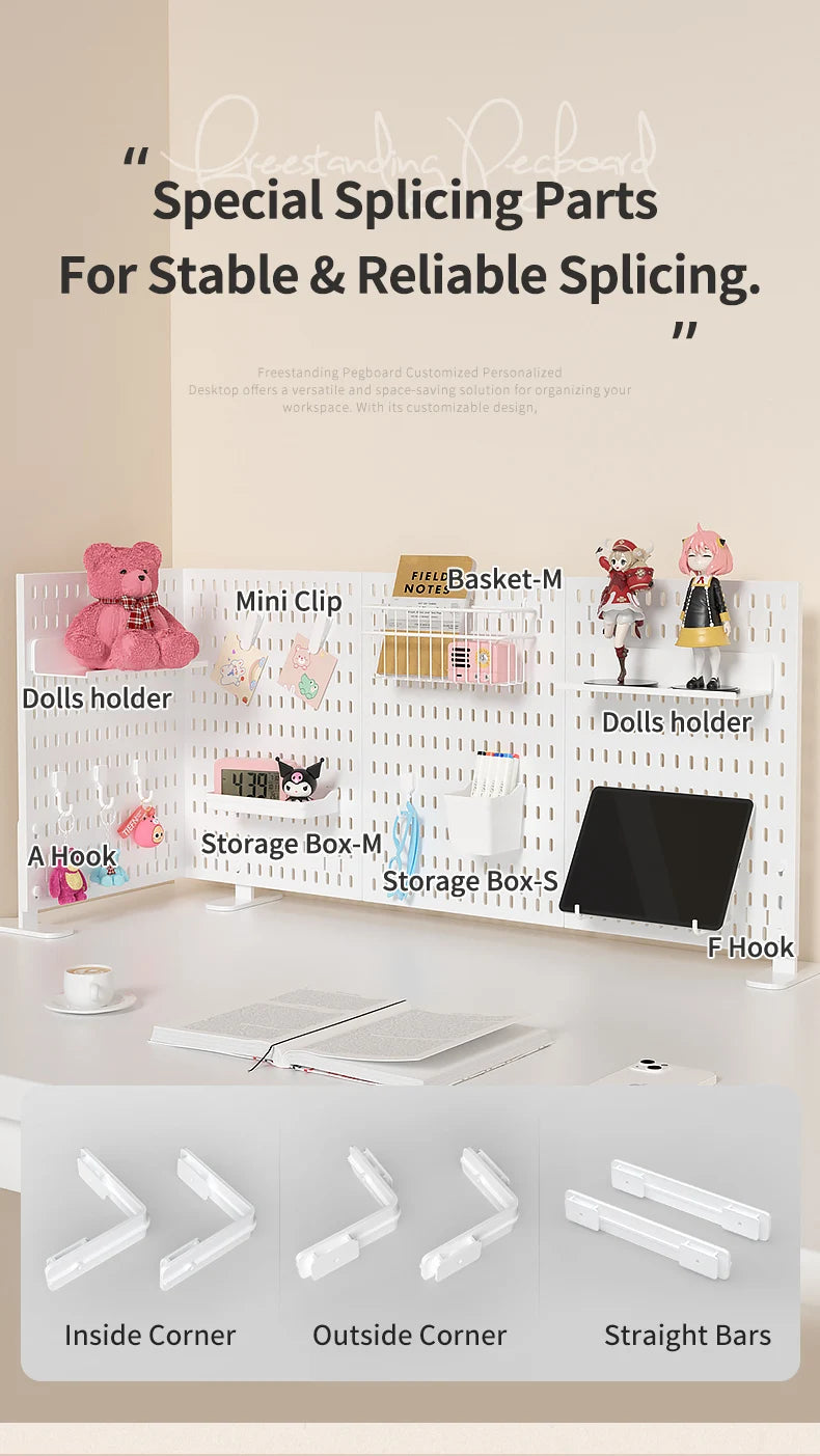 Panneau de Rangement Bureau Vertical Réglable — Rack Papeterie et Figurines Décoratives