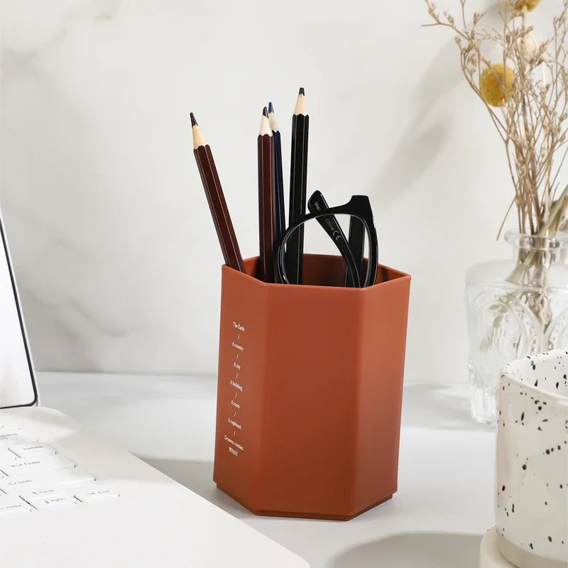 Porte-stylo Hexagonal de Bureau — Rangement Papeterie et Pinceaux Maquillage