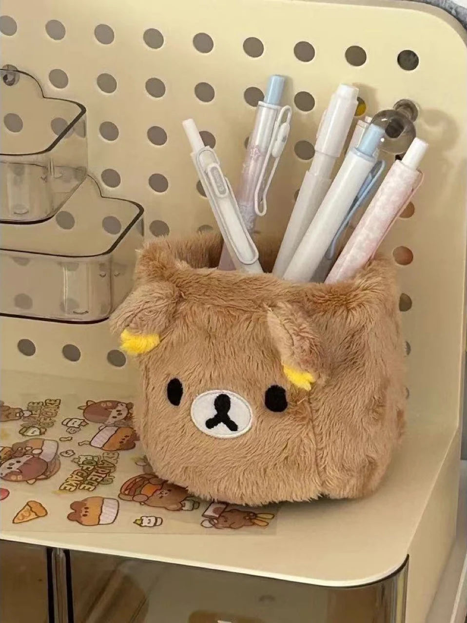 Porte-stylo Peluche Kawaii — Organisateur Bureau Mignon pour Enfants et Adultes