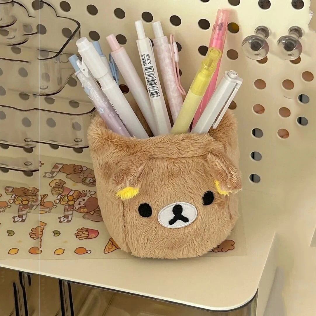 Porte-stylo Peluche Kawaii — Organisateur Bureau Mignon pour Enfants et Adultes