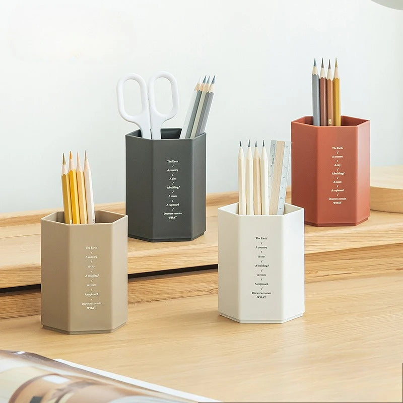 Porte-stylo Hexagonal de Bureau — Rangement Papeterie et Pinceaux Maquillage