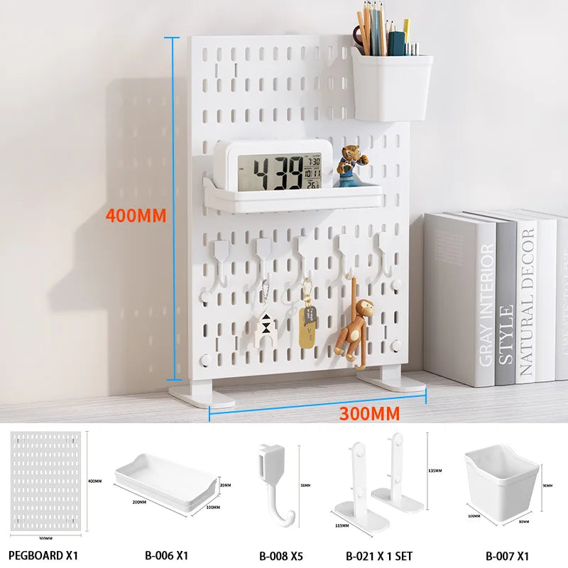 Panneau de Rangement Bureau Vertical Réglable — Rack Papeterie et Figurines Décoratives