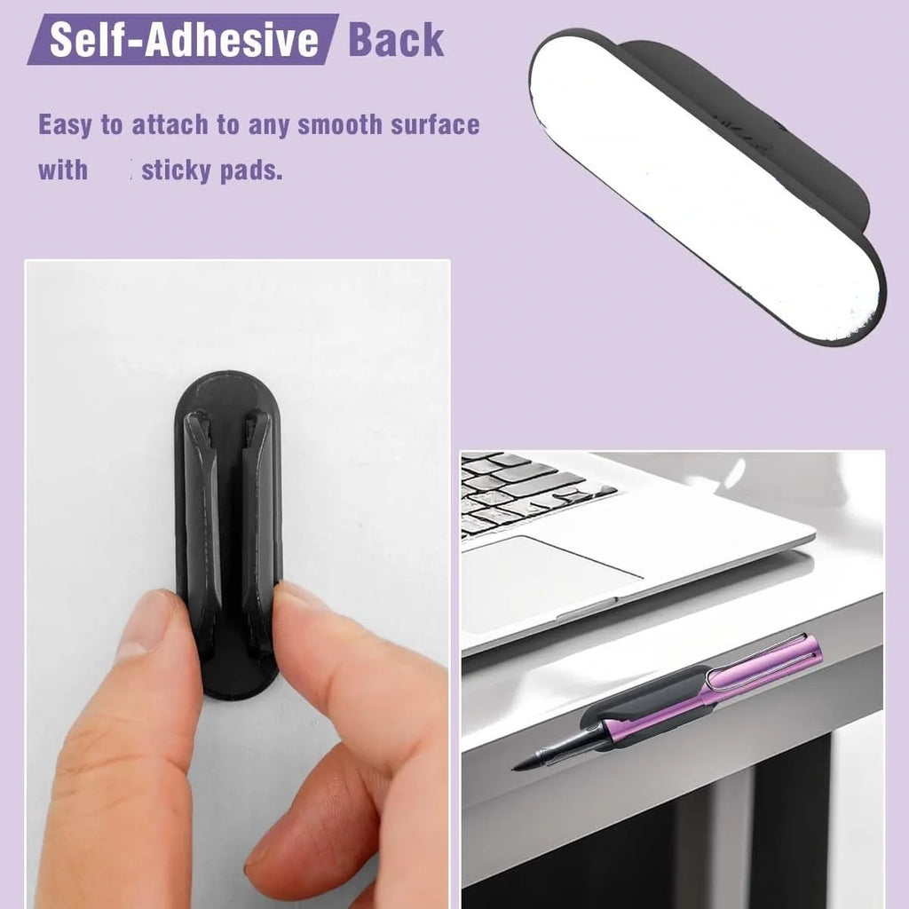 Porte-stylo Adhésif Anti-perte en Silicone — Organisateur Bureau, Enseignant et Étudiant