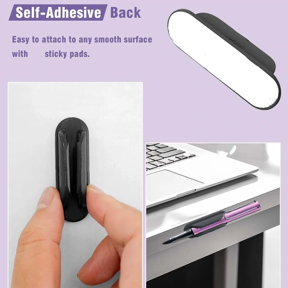 Porte-stylo Adhésif Anti-perte en Silicone — Organisateur Bureau, Enseignant et Étudiant