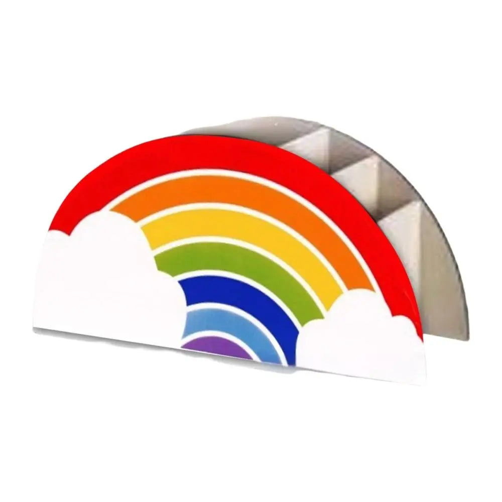 Porte-stylo Arc-en-ciel en Bois — 5 Fentes, Organisateur Pinceaux et Stylos Colorful