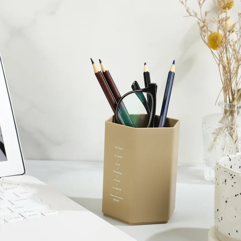Porte-stylo Hexagonal de Bureau — Rangement Papeterie et Pinceaux Maquillage