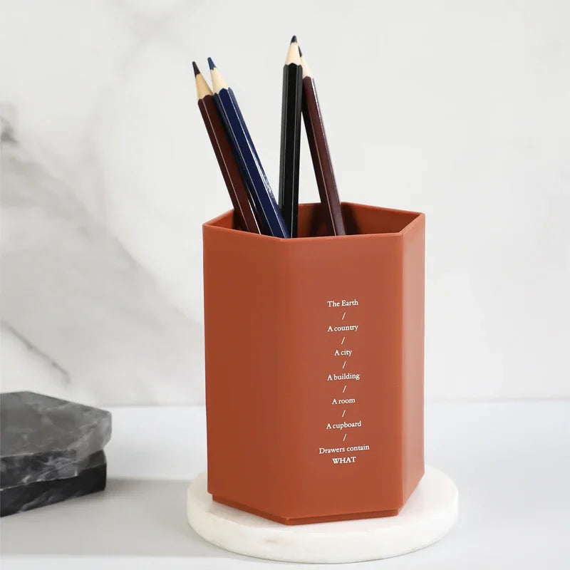 Porte-stylo Hexagonal de Bureau — Rangement Papeterie et Pinceaux Maquillage