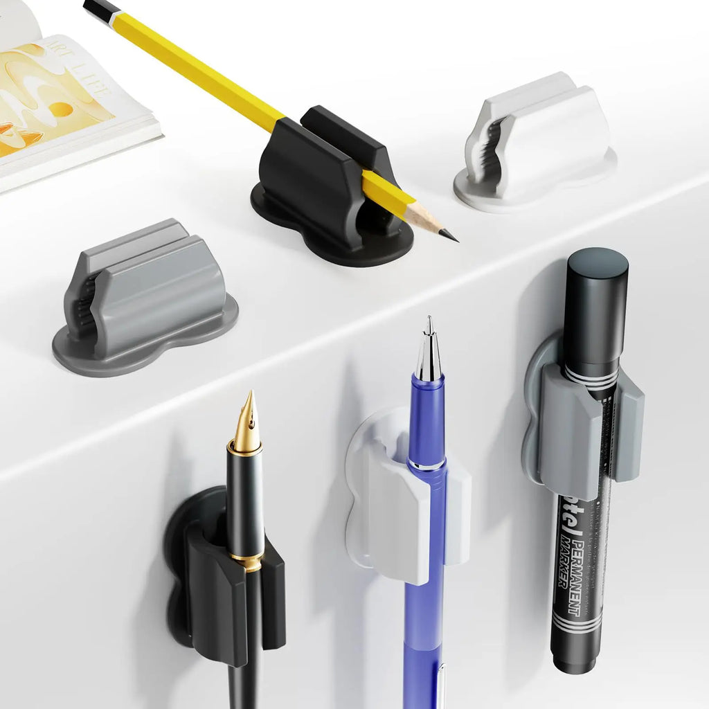Porte-stylo Adhésif Anti-perte en Silicone — Organisateur Bureau, Enseignant et Étudiant