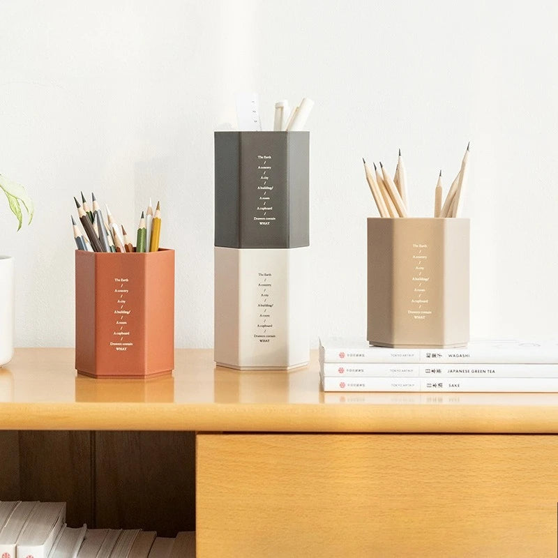 Porte-stylo Hexagonal de Bureau — Rangement Papeterie et Pinceaux Maquillage