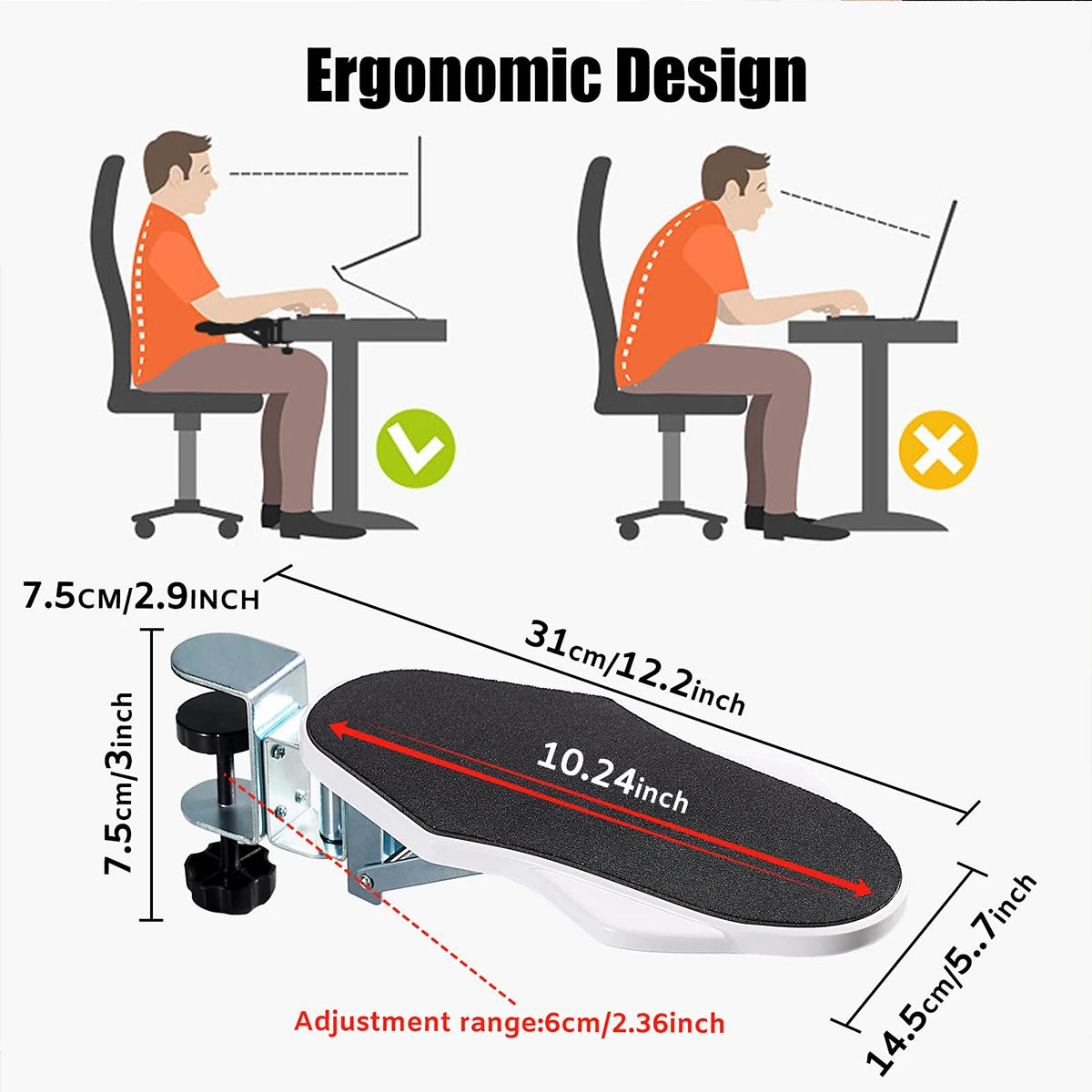 Support de Bras Ergonomique pour Bureau — Pliable, Rotatif, Réglable