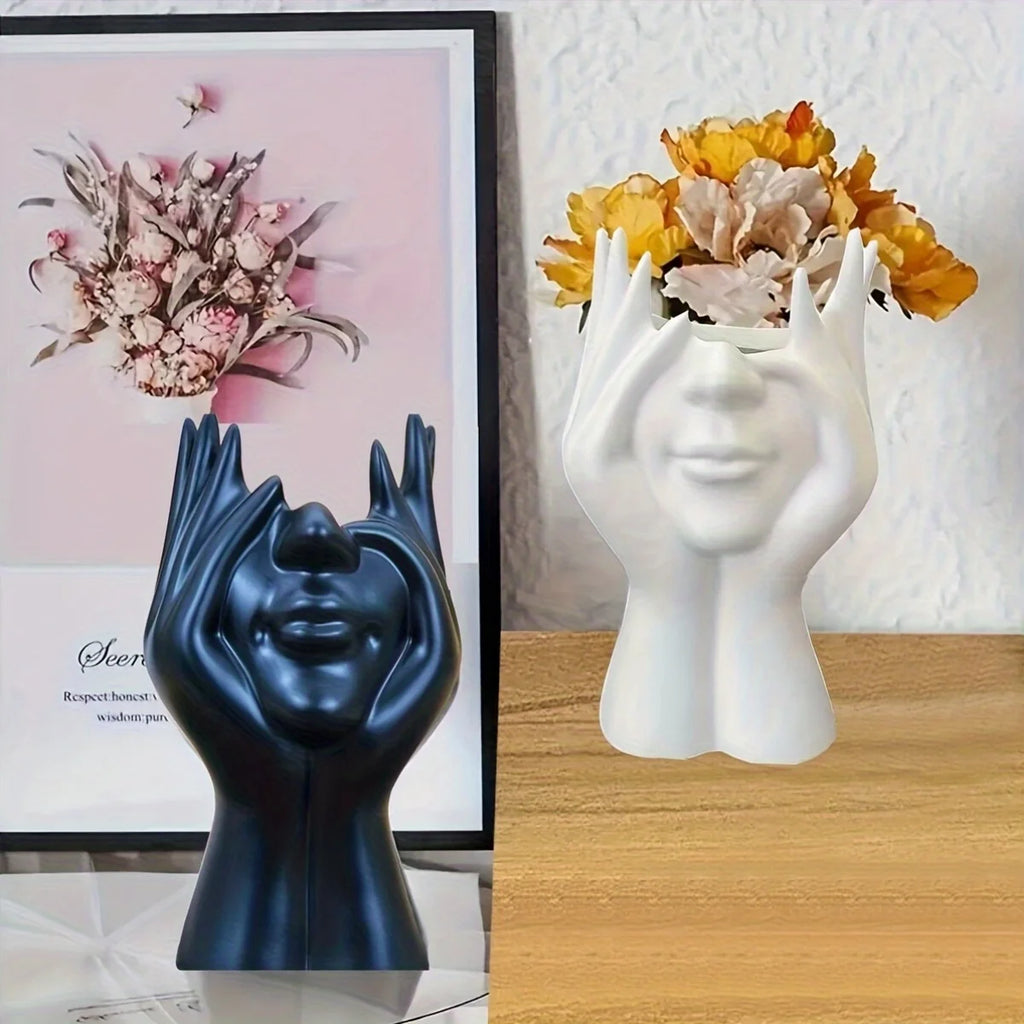 Porte-stylo Décoratif Visage — Vase Sculpture Bureau, Rangement Pinceaux et Stylos