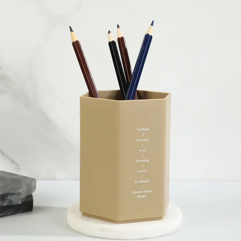 Porte-stylo Hexagonal de Bureau — Rangement Papeterie et Pinceaux Maquillage