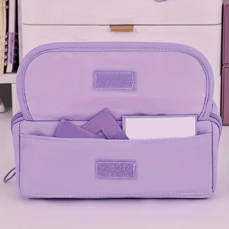 Trousse Grande Capacité Multi-compartiments — Organisateur Bureau et École (Rose/Violet/Noir)