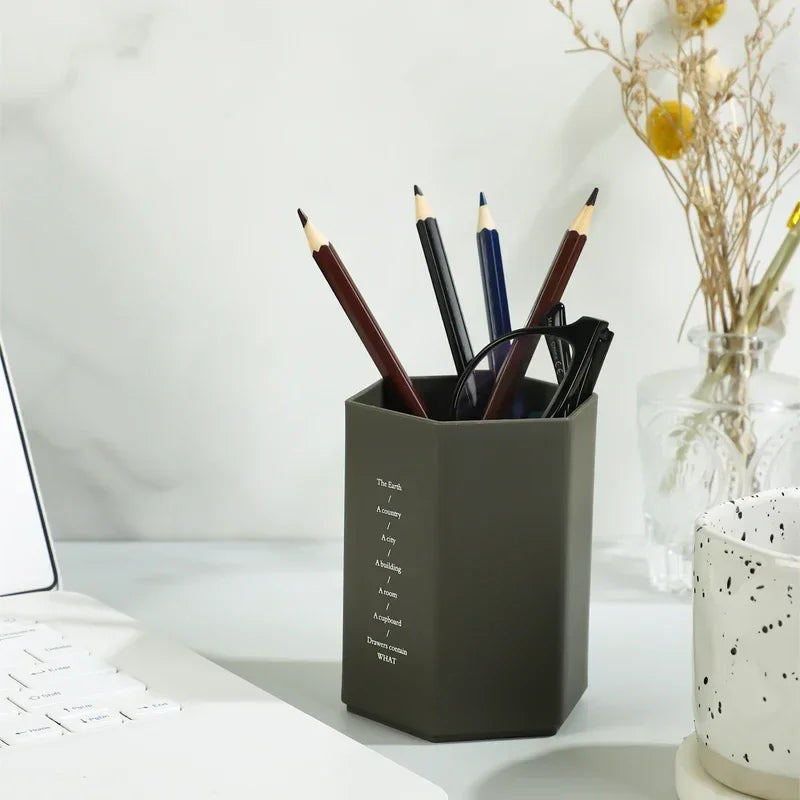 Porte-stylo Hexagonal de Bureau — Rangement Papeterie et Pinceaux Maquillage