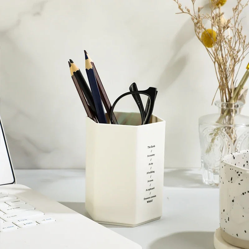 Porte-stylo Hexagonal de Bureau — Rangement Papeterie et Pinceaux Maquillage