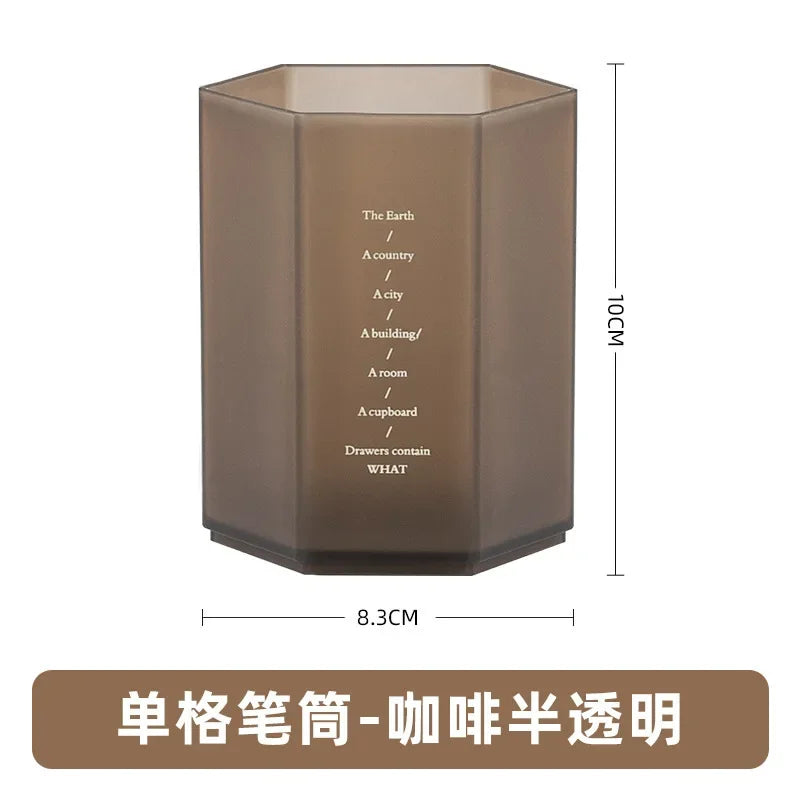 Porte-stylo Hexagonal de Bureau — Rangement Papeterie et Pinceaux Maquillage
