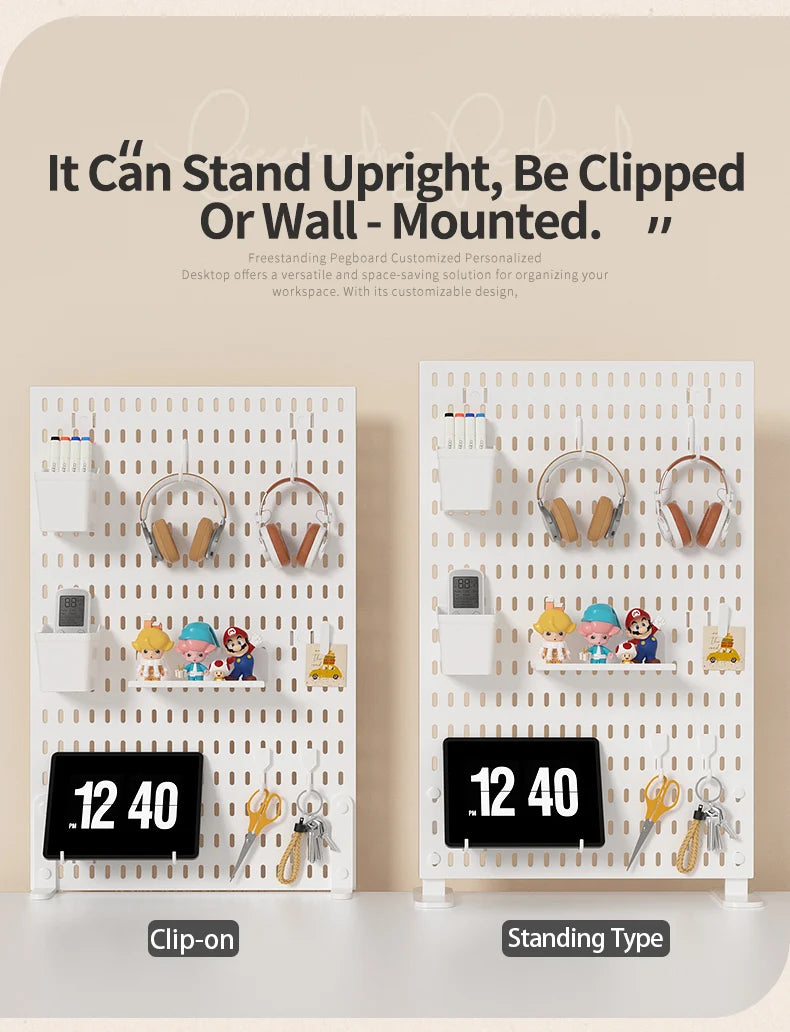 Panneau de Rangement Bureau Vertical Réglable — Rack Papeterie et Figurines Décoratives