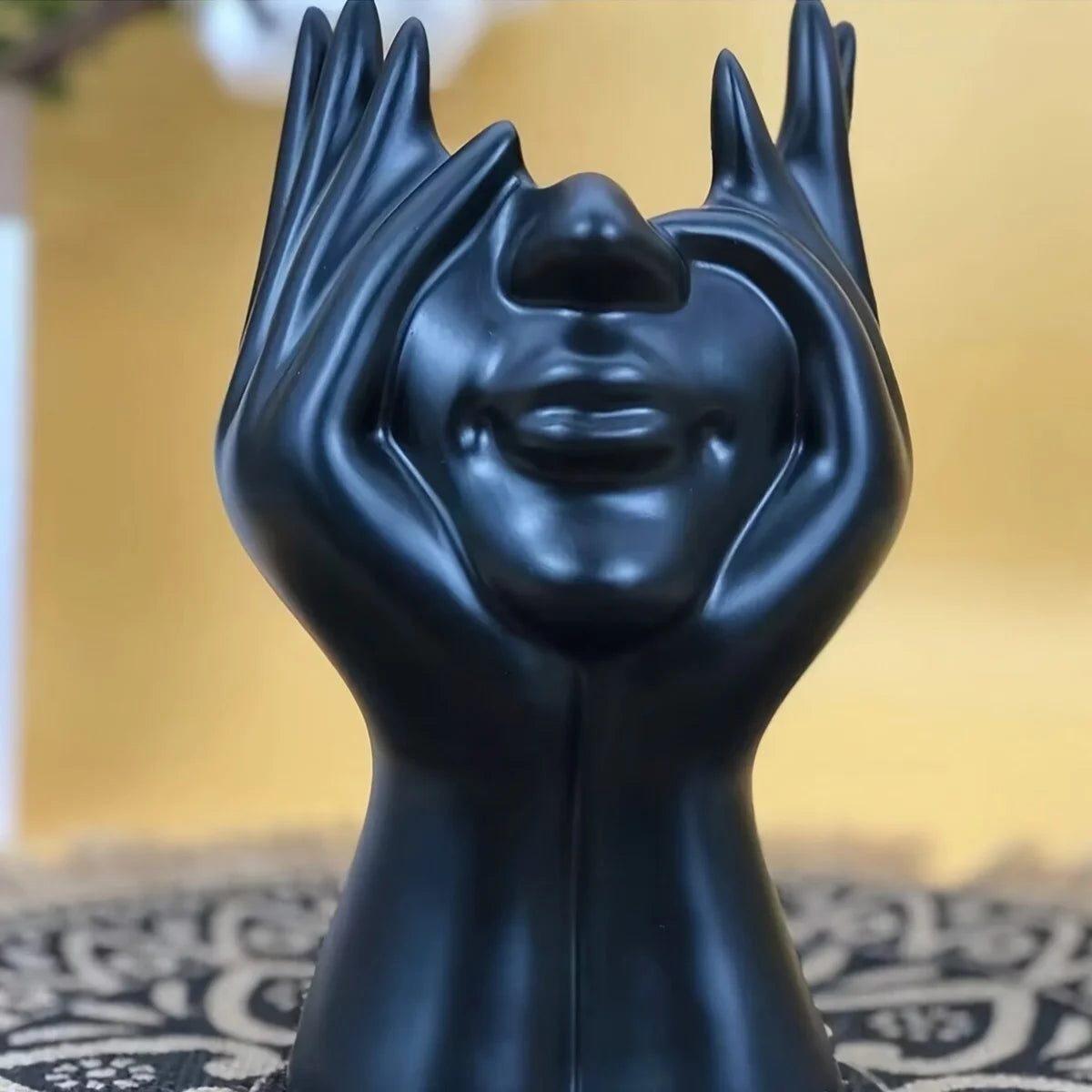 Porte-stylo Décoratif Visage — Vase Sculpture Bureau, Rangement Pinceaux et Stylos