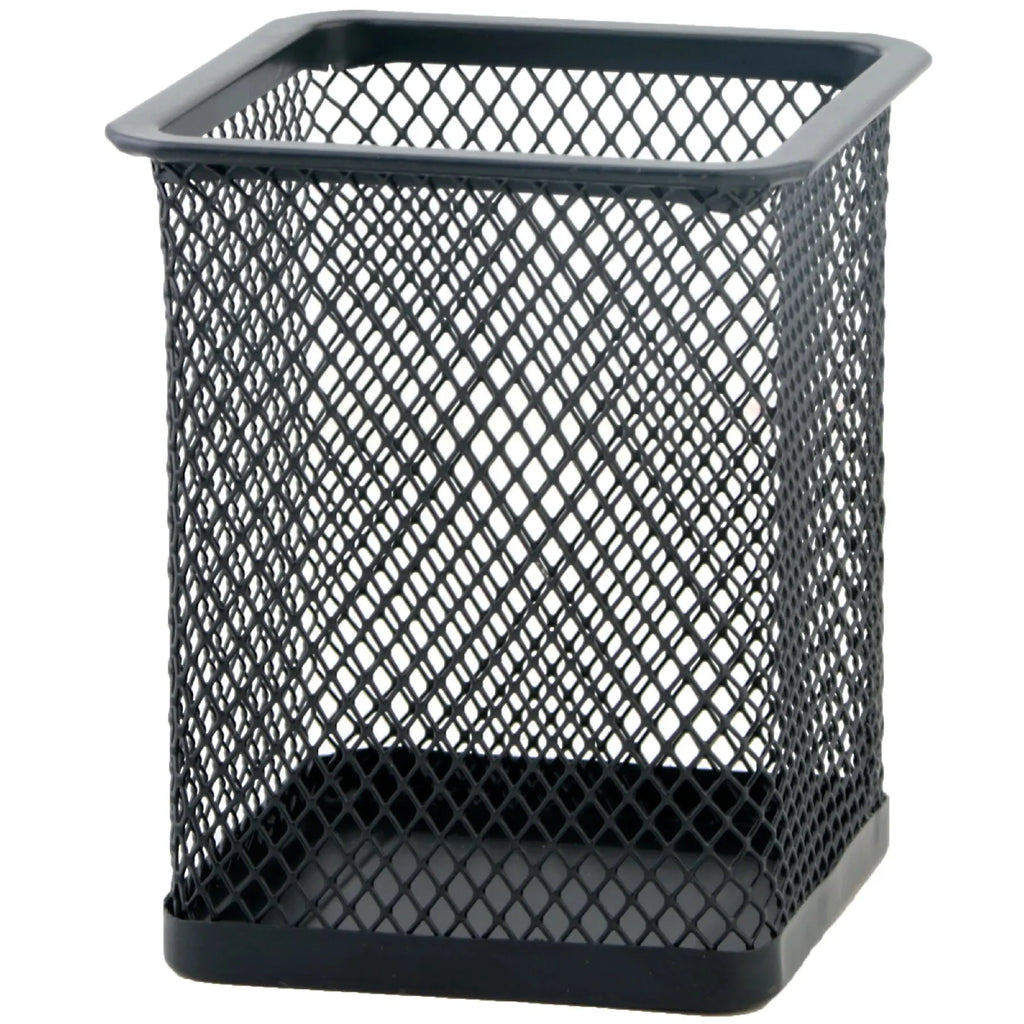 Porte-stylo en Métal Grille Carré — Pot à Crayons Solide pour Bureau