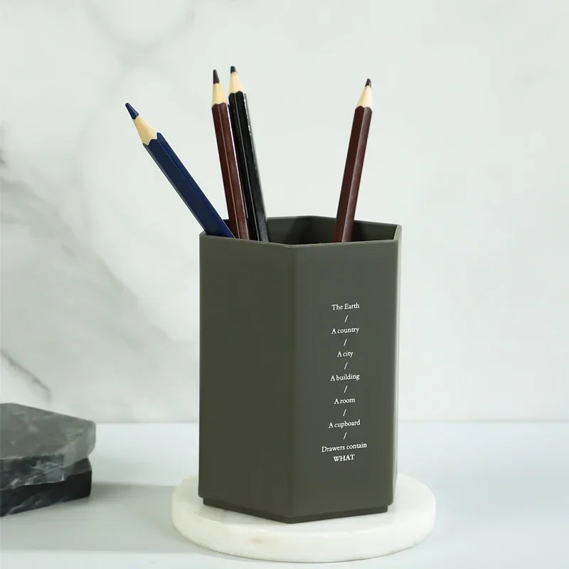 Porte-stylo Hexagonal de Bureau — Rangement Papeterie et Pinceaux Maquillage