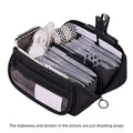 Trousse Grande Capacité Multi-compartiments — Organisateur Bureau et École (Rose/Violet/Noir)