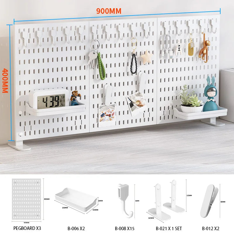 Panneau de Rangement Bureau Vertical Réglable — Rack Papeterie et Figurines Décoratives
