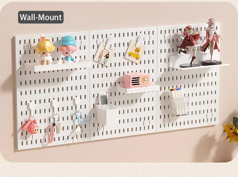 Panneau de Rangement Bureau Vertical Réglable — Rack Papeterie et Figurines Décoratives
