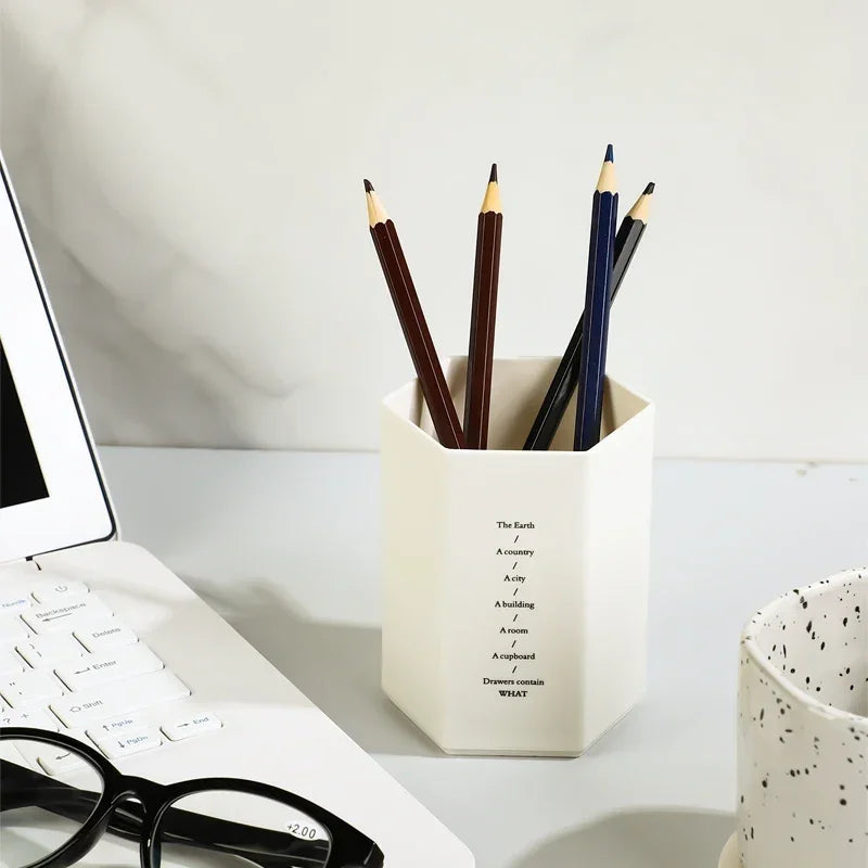Porte-stylo Hexagonal de Bureau — Rangement Papeterie et Pinceaux Maquillage