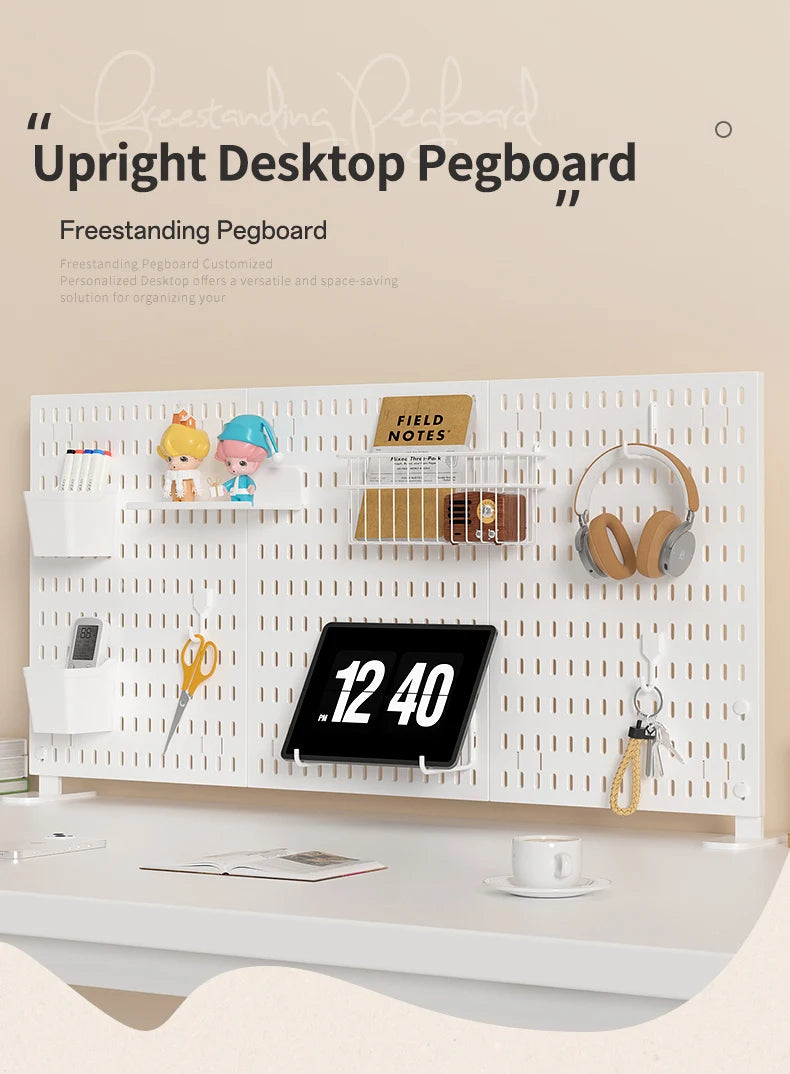 Panneau de Rangement Bureau Vertical Réglable — Rack Papeterie et Figurines Décoratives