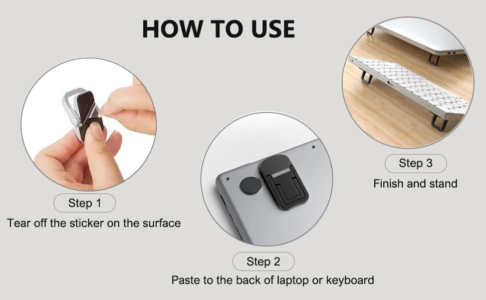 Support Ordinateur Portable Mini Jambes Pliables — Compatible MacBook, Huawei, Xiaomi