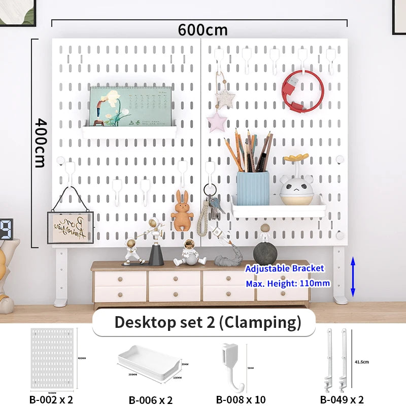 Panneau de Rangement Bureau Vertical Réglable — Rack Papeterie et Figurines Décoratives