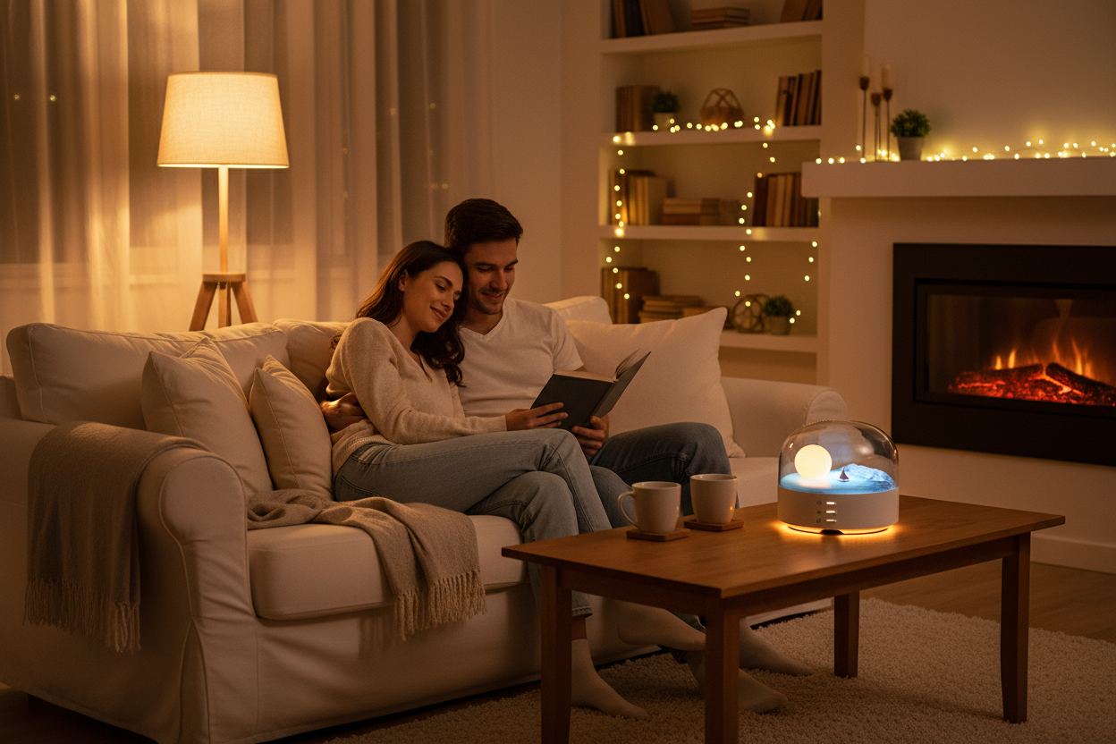 Veilleuse lune lifestyle couple