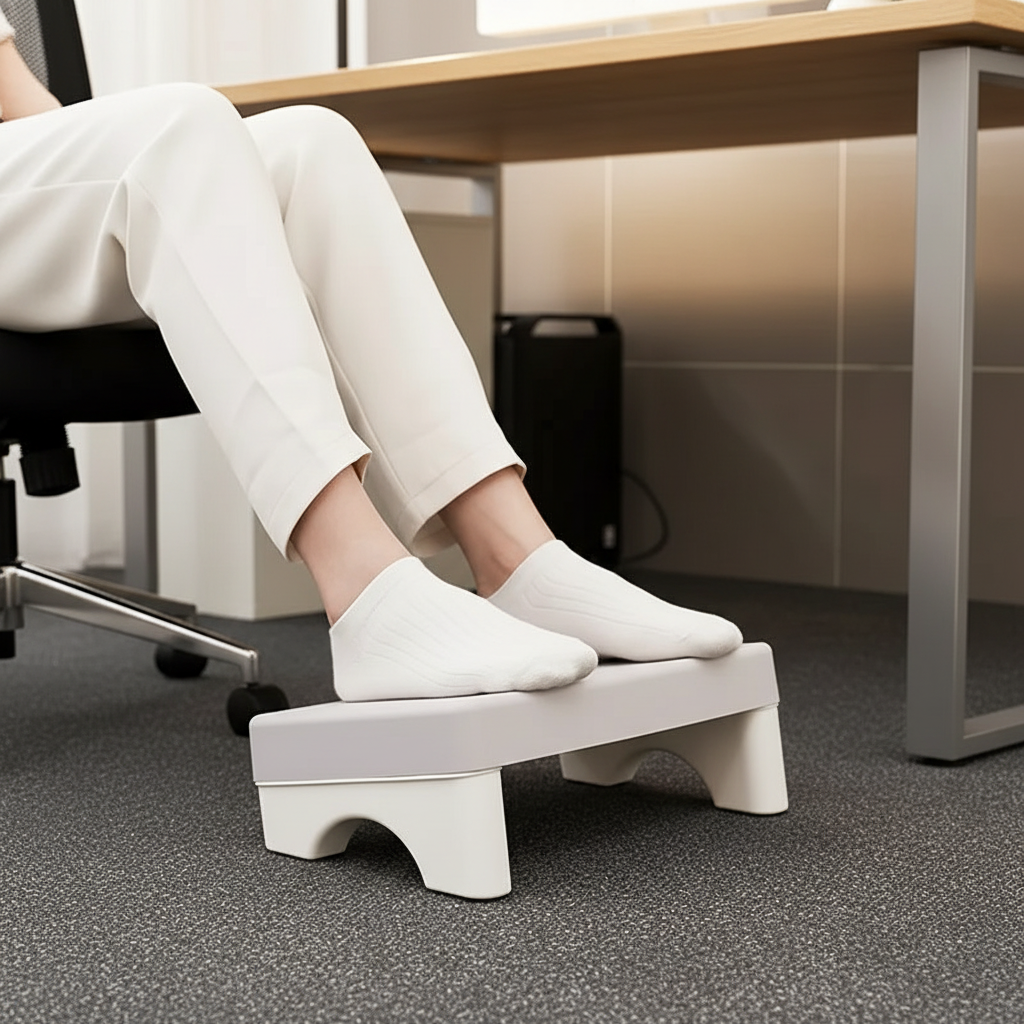 Pieds sur repose-pied entier bureau moderne